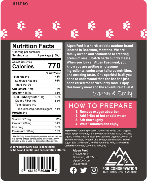 Load image into Gallery viewer, #flavor_alpen fuel - chocolate strawberry breakfast granola