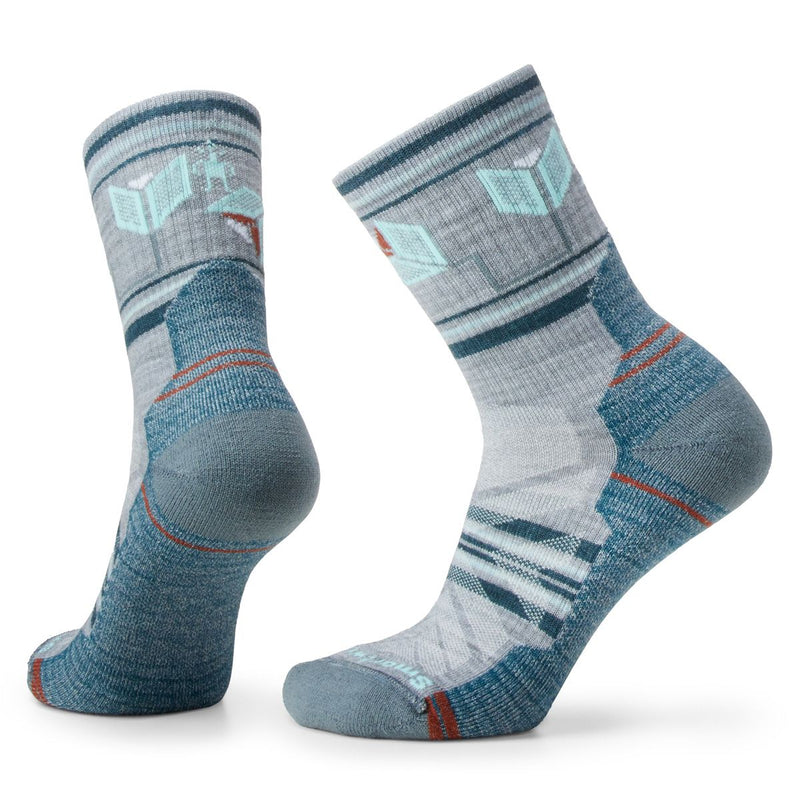 Load image into Gallery viewer, Smartwool Women's Hike Light Cushion Castle Peak Pattern Mid Crew Socks