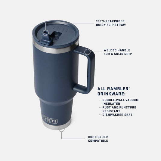 YETI Rambler 40 oz Travel Mug w/ Colour-Matched Straw Lid