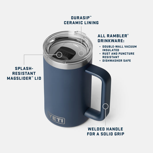 YETI Rambler 24 oz Mug 2.0 WITH DURASIP™ CERAMIC LINING
