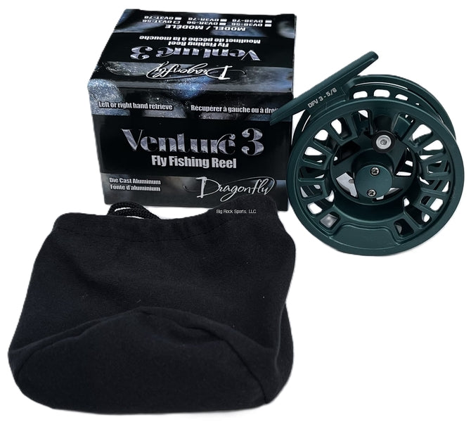 Load image into Gallery viewer, Dragonfly DV3R-56 Venture 3 Red Fly Reel 5/6 Die Cast
