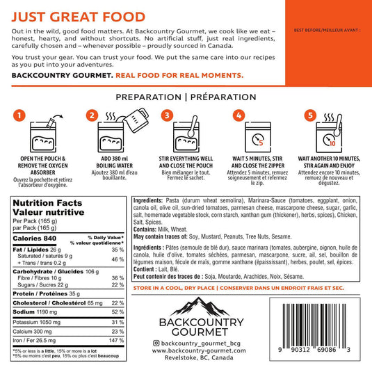 Backcountry Gourmet Meals