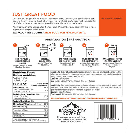 Backcountry Gourmet Meals