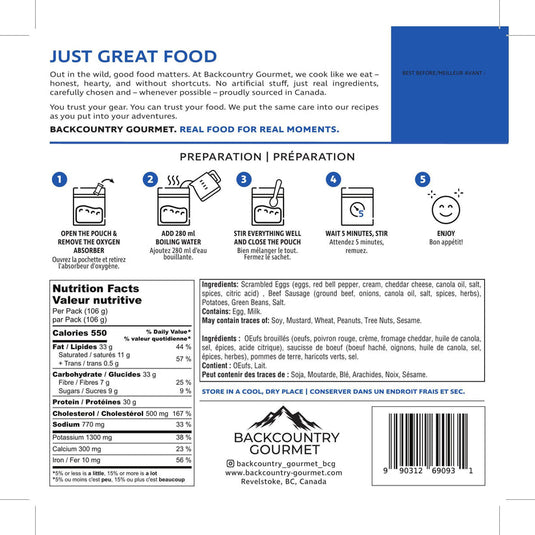 Backcountry Gourmet Meals