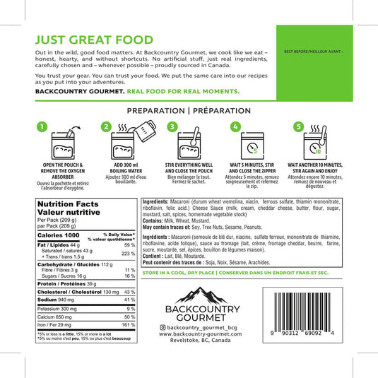 Backcountry Gourmet Meals