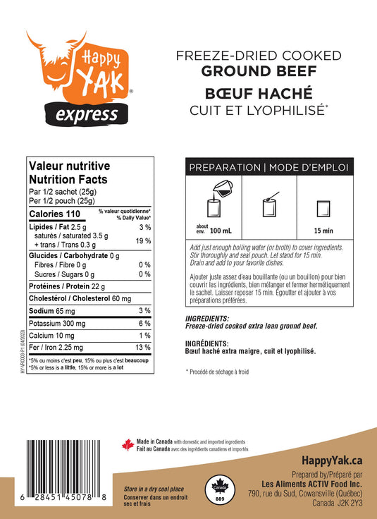 Happy Yak Freeze-Dried Meal Pouches