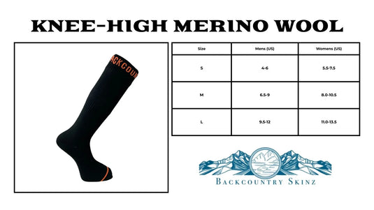 Backcountry Skinz Waterproof Merino Wool Black Knee High Socks