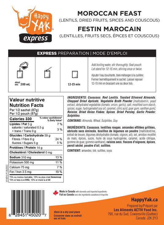 Happy Yak Freeze-Dried Meal Pouches