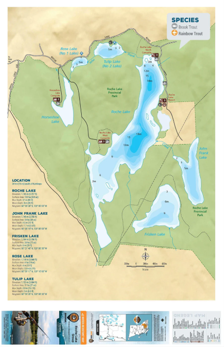 Backroad Mapbooks Roche Lake Thompson Okanagan Fishing Bathymetric Chart