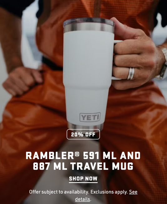 20% OFF YETI RAMBLER 591ML & 887ML TRAVEL MUGS