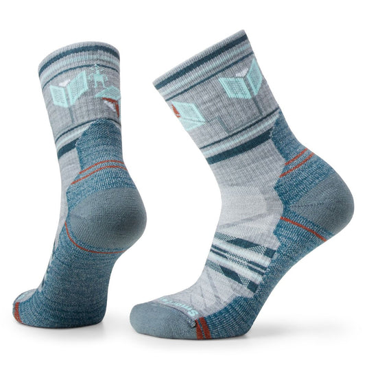 Smartwool Women's Hike Light Cushion Castle Peak Pattern Mid Crew Socks
