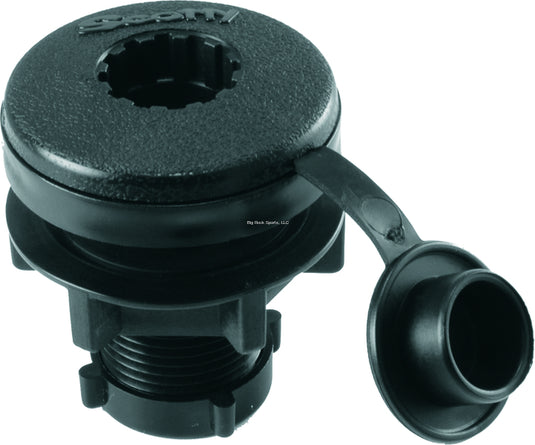 Scotty 0444-BK Compact Round Threaded Flush Deck Mounting Bkt, Black, Sealed bottom, w/ Rain Cap