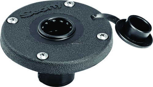 Scotty 0344-BK Round Flush Deck Mounting Bracket Sealed Bottom w/Rain Cap (073329)