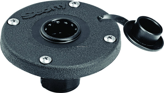 Scotty 0344-BK Round Flush Deck Mounting Bracket Sealed Bottom w/Rain Cap (073329)