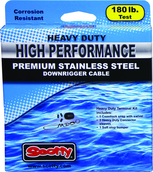 Scotty 2402K High Performance Stainless Steel Downrigger Cable, 316SS, 180lb Test, 400ft Spool w/ kit