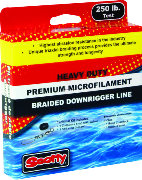 Scotty 2201K Heavy Duty Premium Braided Downrigger Line, 250lb Test, 300 ft spool, w/ kit (3488130 143516)
