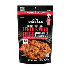 OMEALS Lentils with Vegetables, Beef and Sauce